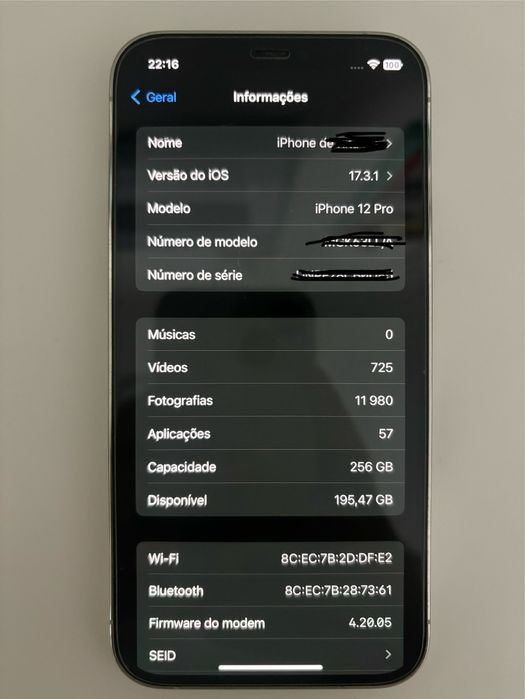 Iphone 12 PRO branco 256GB