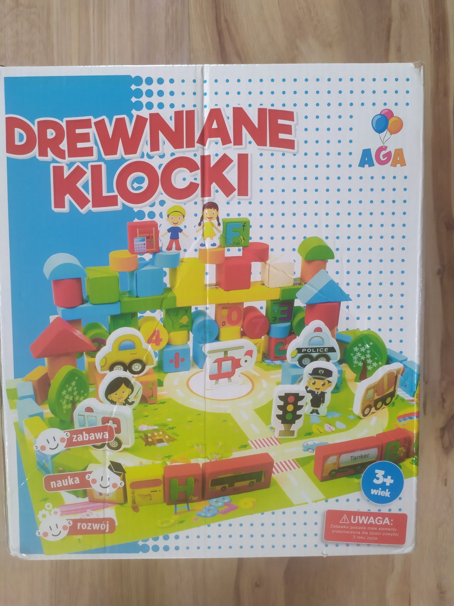 Edukacyjne klocki drewniane + sorter + puzzle