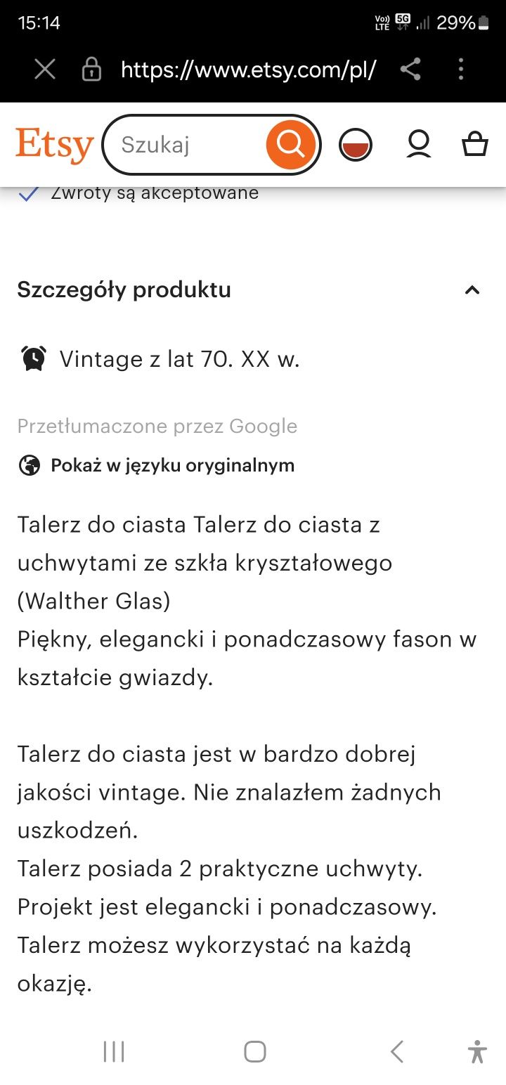 Talerz na ciasto lata 70