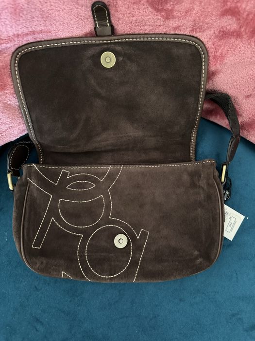 Mala em camurça castanha da Purification Garcia nova