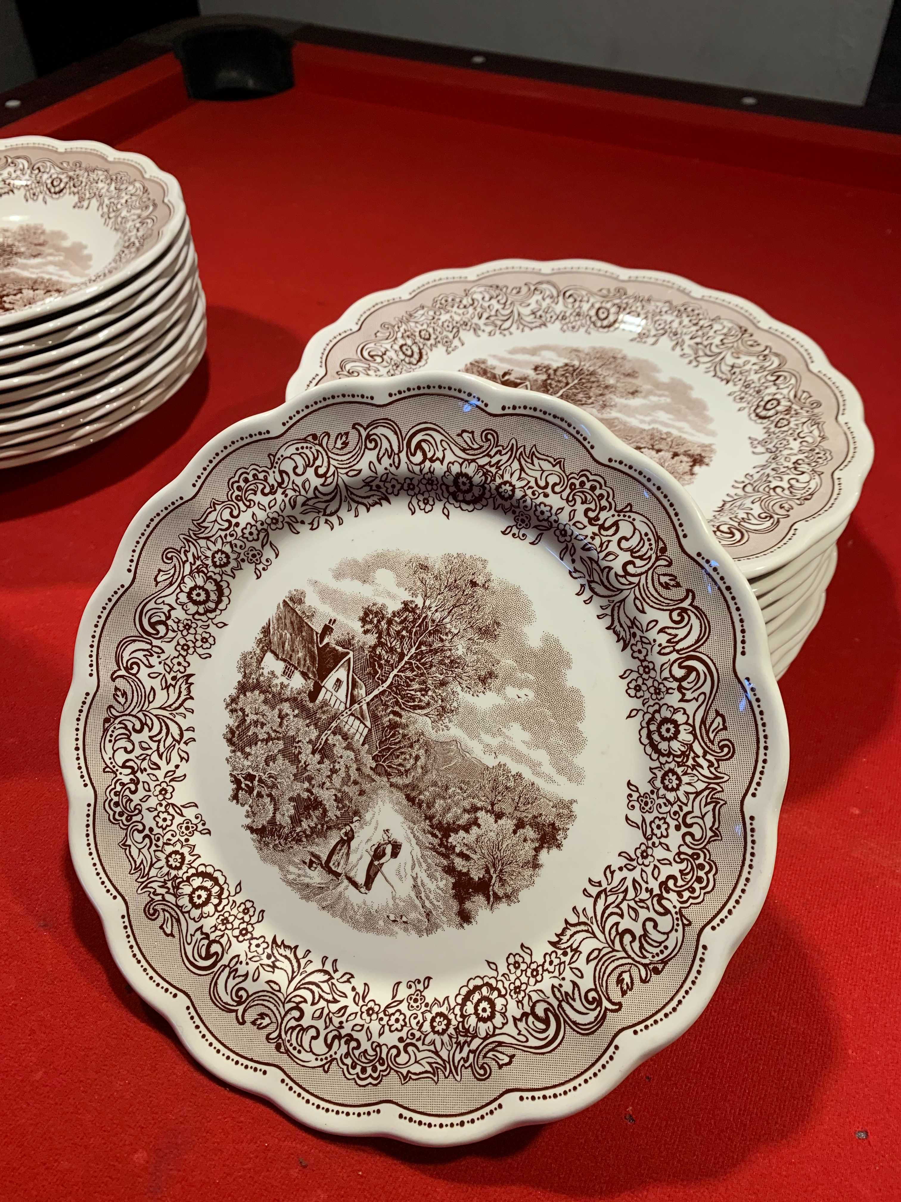 Pratos de coleção em Porcelana Conjunto *Swiss Landscape* Serviço 22pc