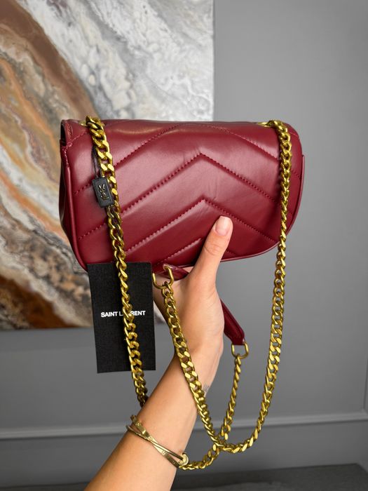 Сумка YSL Yves Saint Laurent Loulou Mini біла, бежева, бургунді