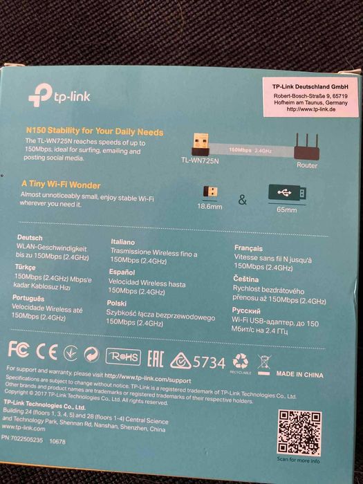Pen WIFI TP-Link 150Mbs Nano TL-WN725N