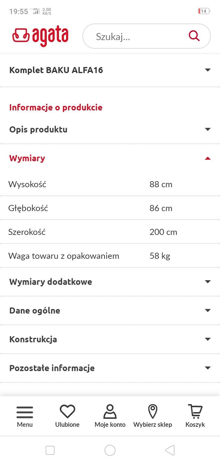 Wersalka szara Agata Meble