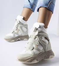 Biało-szare sneakersy na koturnie Novarese 37