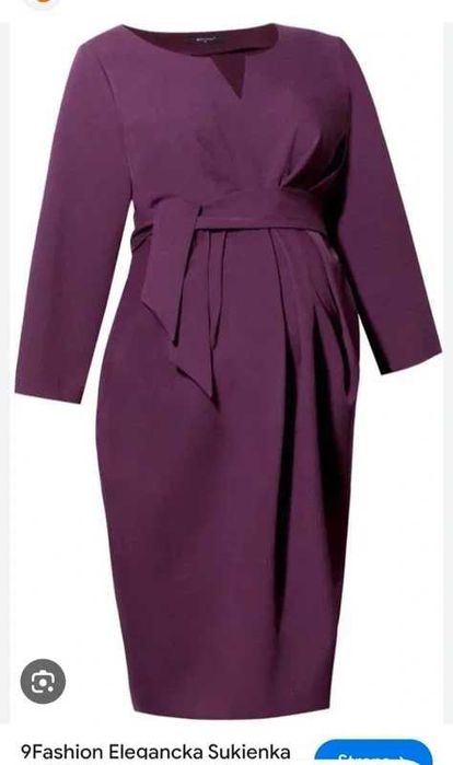 Fioletowa, elegancka sukienka ciążowa 9fashion S M