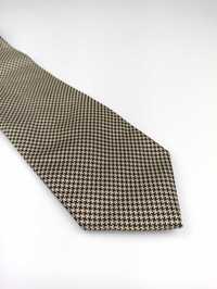 Van Gils kremowy jedwabny krawat w pepitkę pepitę