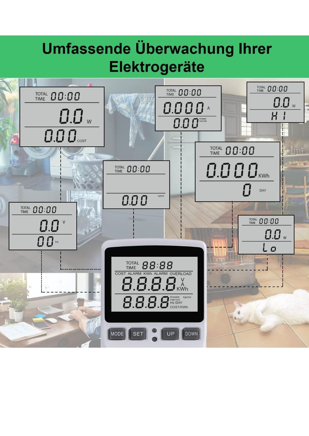 NOVKIT Miernik kosztów energii, miernik zużycia energii, gniazdko, lic