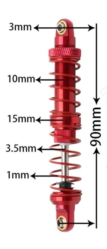 Dwa amortyzatory zalane olejem 90mm 2 szt. modelarskie RC zapas