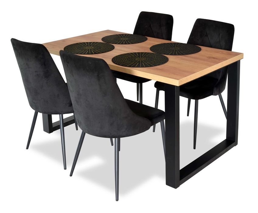 Zestaw do jadalni w stylu loft (stół + 4 krzesła)