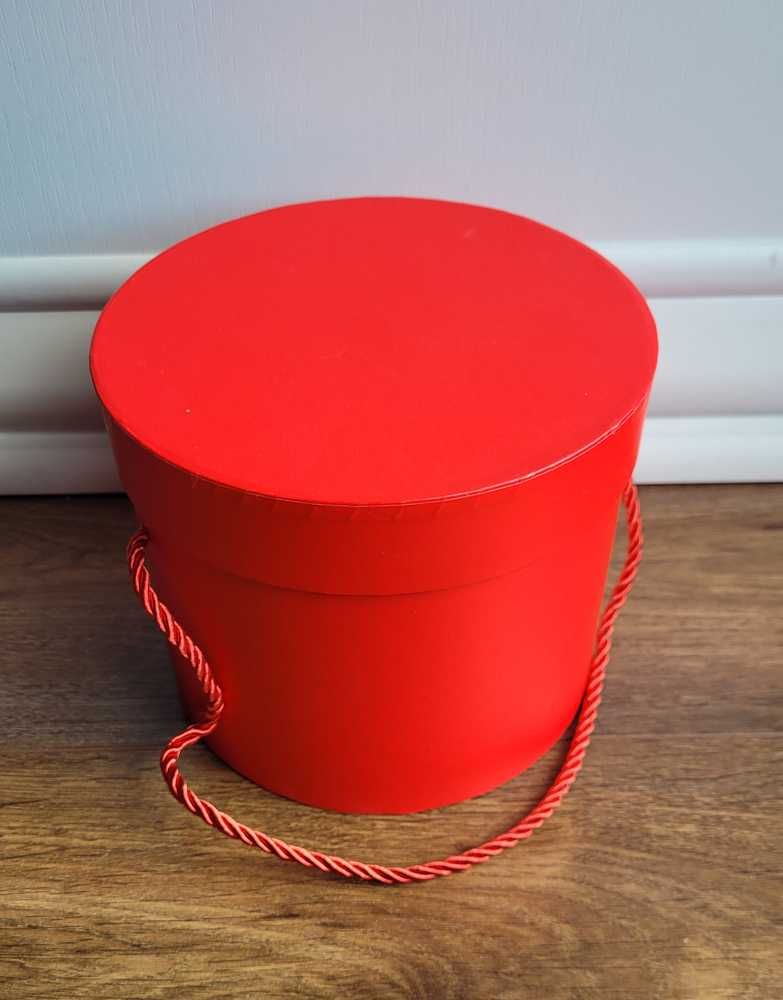 Pudełko dekoracyjne na prezent okrągłe flower box czerwone