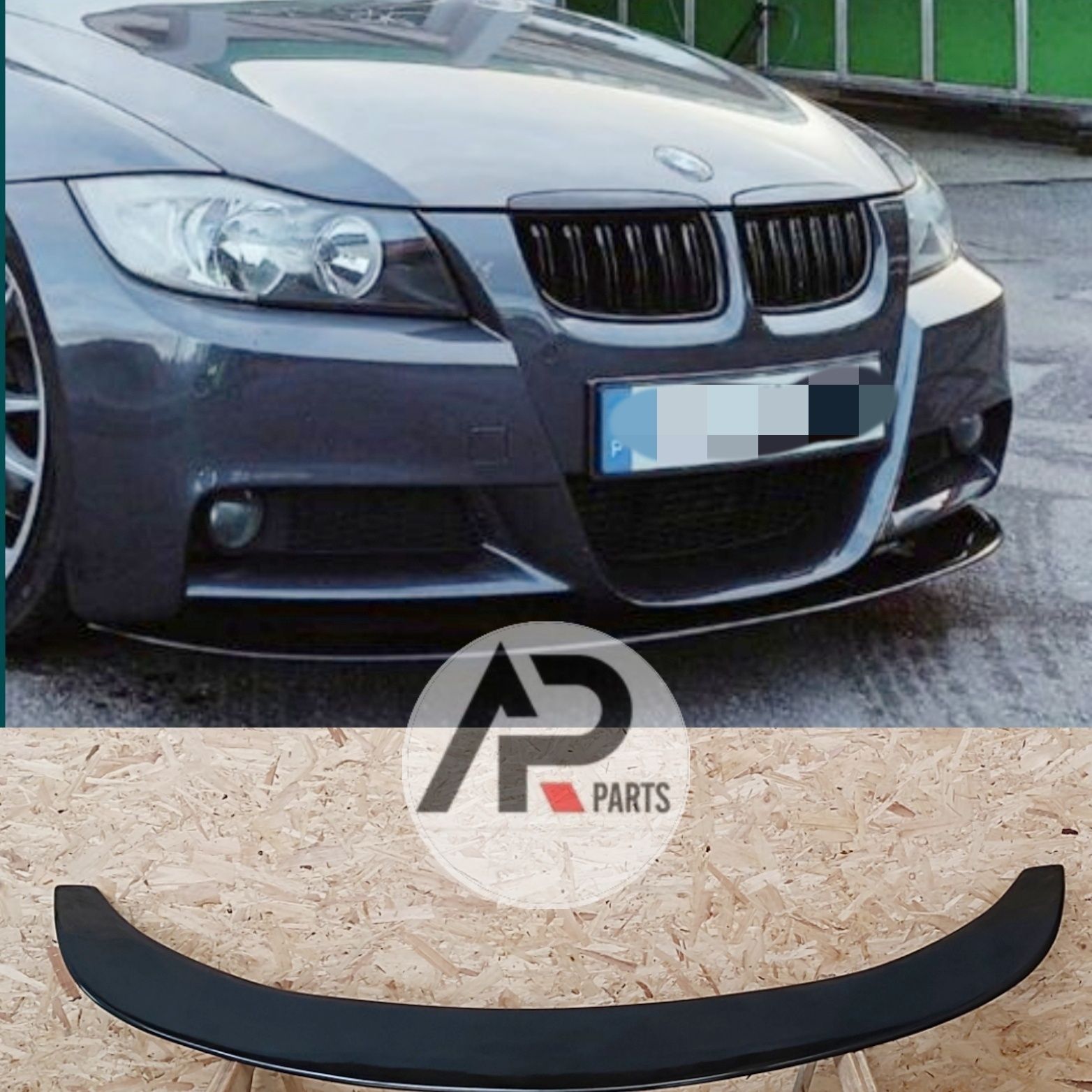 BMW E90 E91 Pre LCI Lip Lamina Frontal Preto brilhante