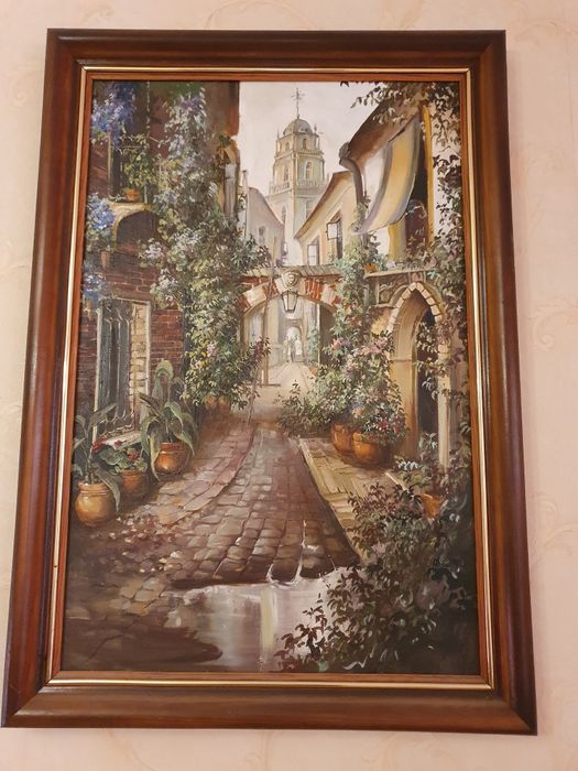 Картина маслом Березовая роща у озера худ. Шабельная 88х56 см, пейзаж