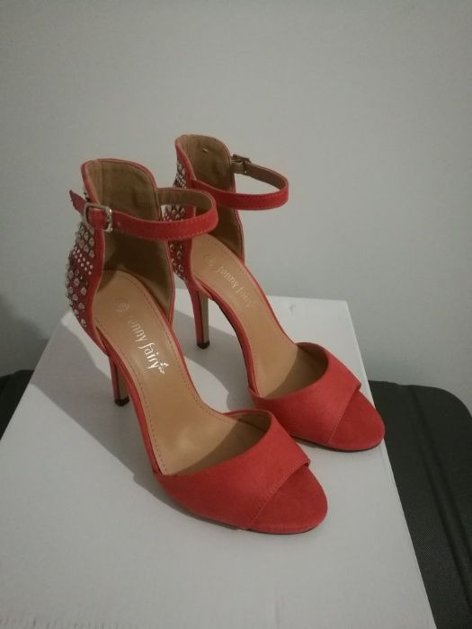 Sandałki Koralowe Pomarańczowe na wiosnę lato Rozmiar 36 dżety