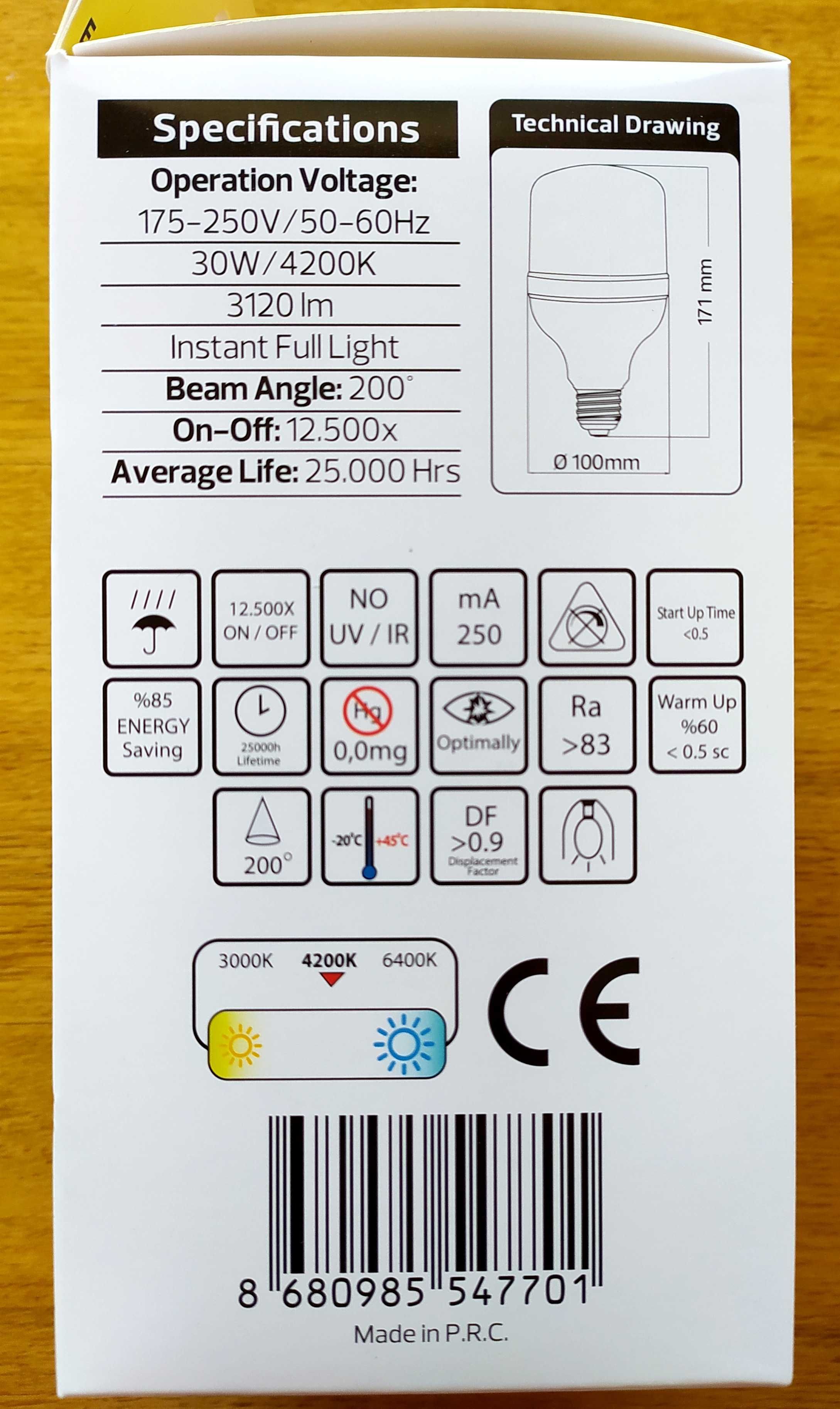 Лампа світлодіодна LED Horoz Electric "Torch-30"  30W, 4200K, 3120 lm