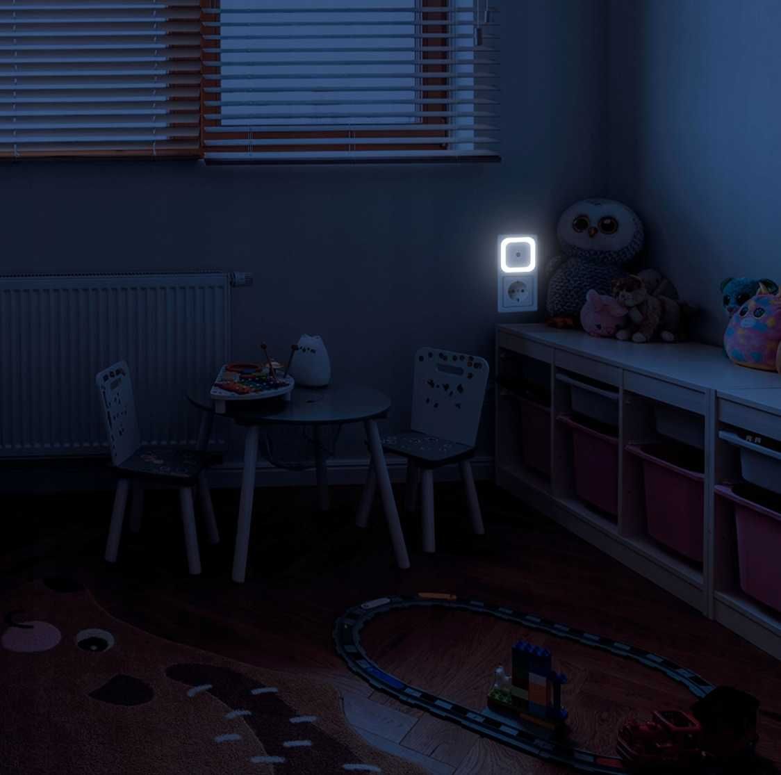 LAMPKA NOCNA LED z czujnik zmierzchu do kontaktu sypialni dla dzieci