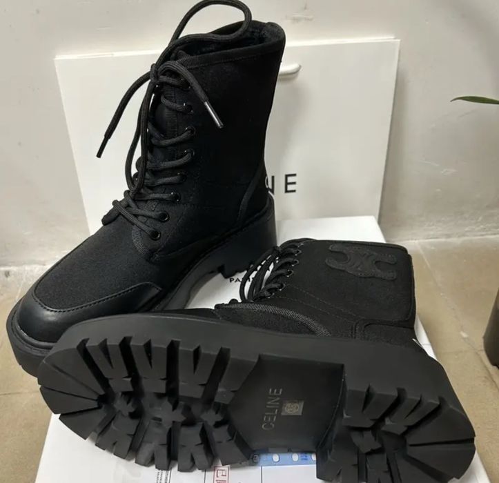 Теплі жіночі черевики ботинки Celine boots bulky laced