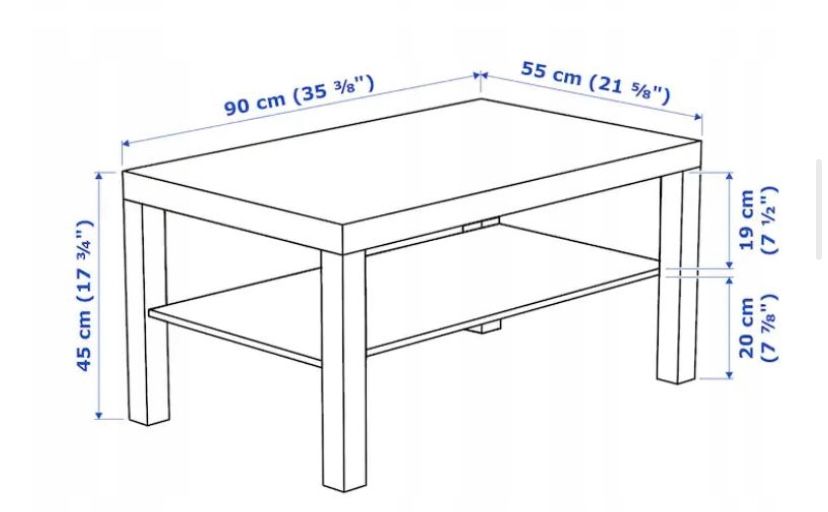 Stolik z ikea Lack 90x55 cm wysokosc 45 cm