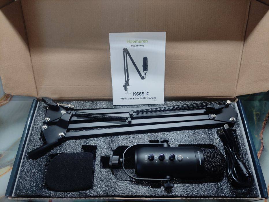 Конденсаторный микрофон ZealSound K66S-C с пантографом и поп-фильтром