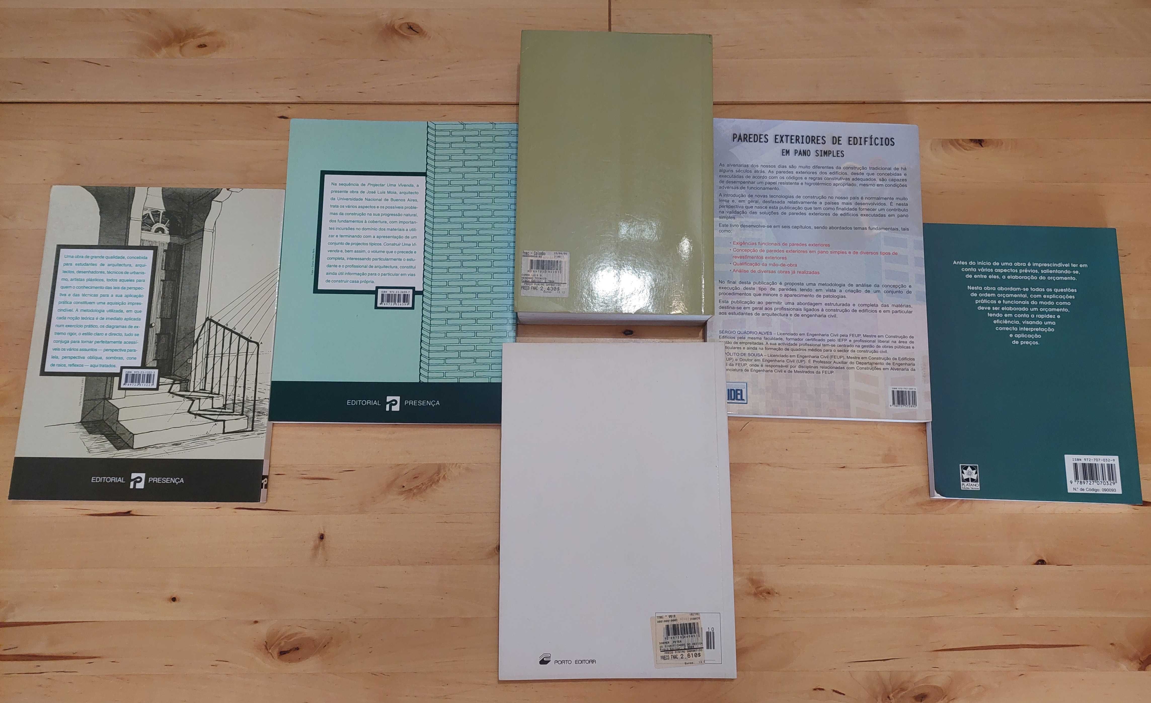Livros técnicos, design e construção civil.