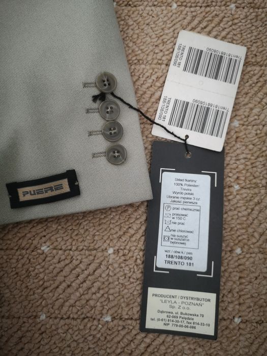 Nowy komplet garnitur Puere Trento 188/108/090