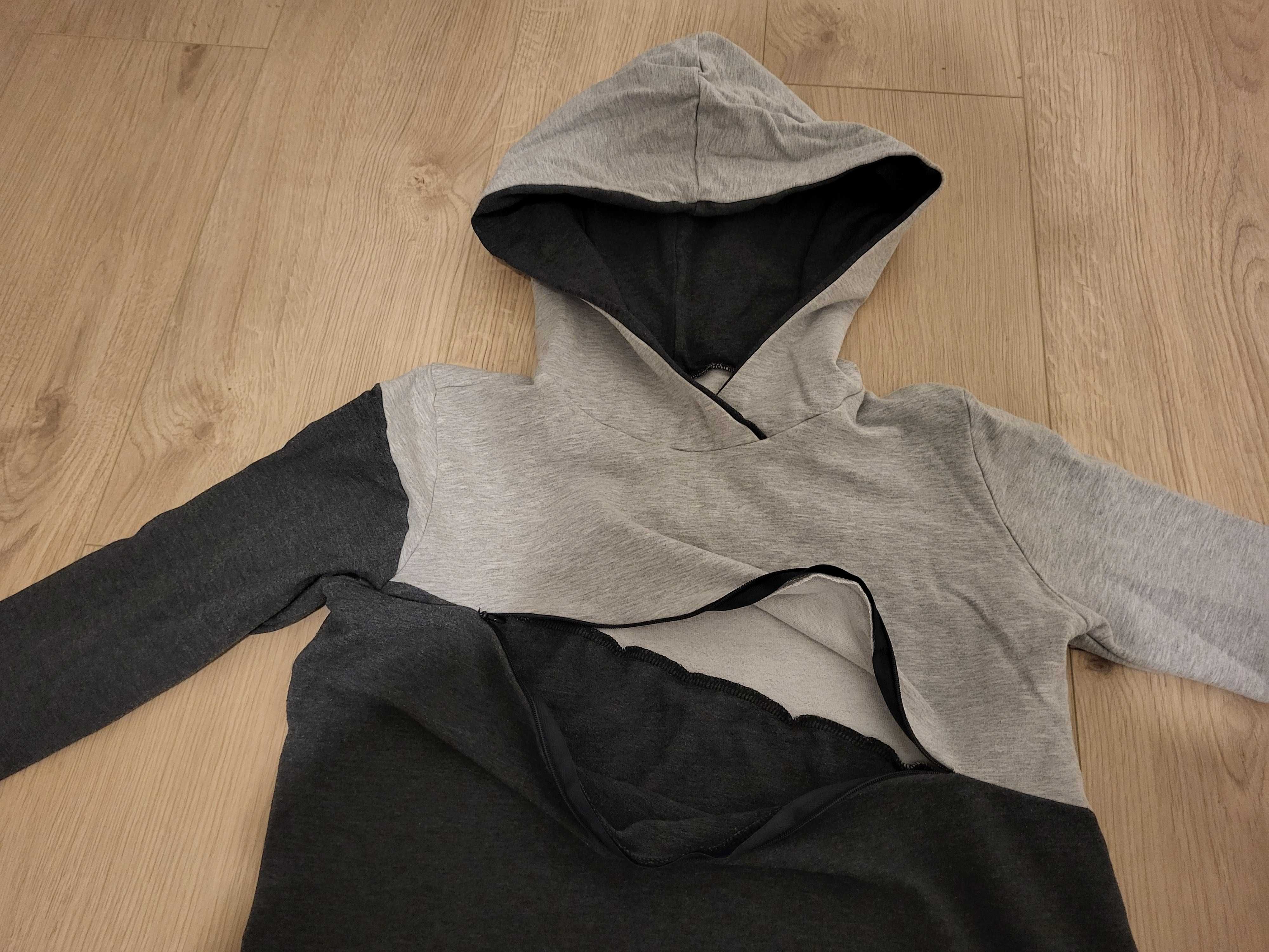 Bluza ciążowa i do karmienia r.38 M z kapturem i ukrytym zamkiem długa