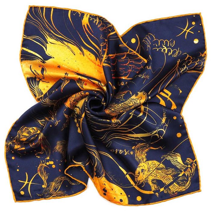 Apaszka Jedwabna Zodiak Ryby 67x67cm Anny Halarewicz