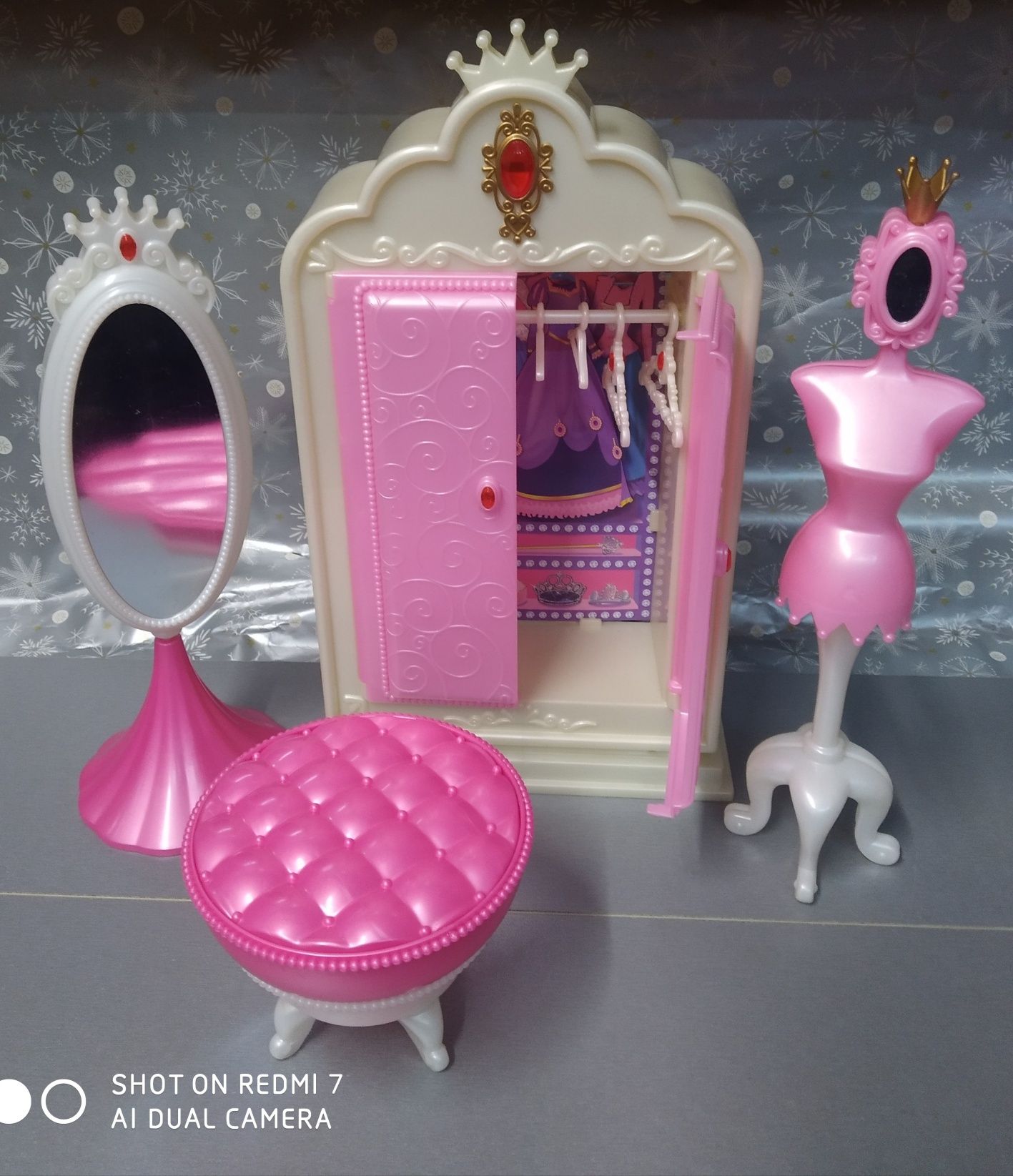 Мебель для кукол Барби, Меблі для ляльок Гардеробна, Спальня