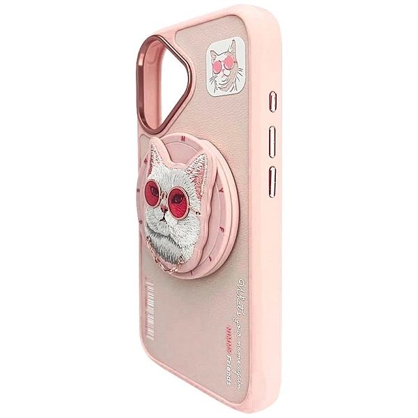 Etui Nimmy Glasses Cool Cat MagSafe na iPhone 16 - różowe