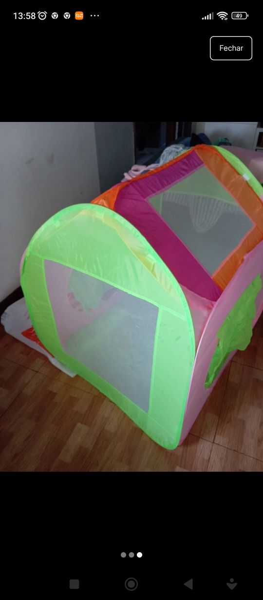 Tenda de menina super prática e com mala de transporte