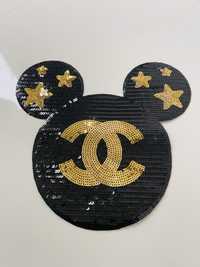 Mickey Mouse Chanel Naszywka Cekiny Nowa