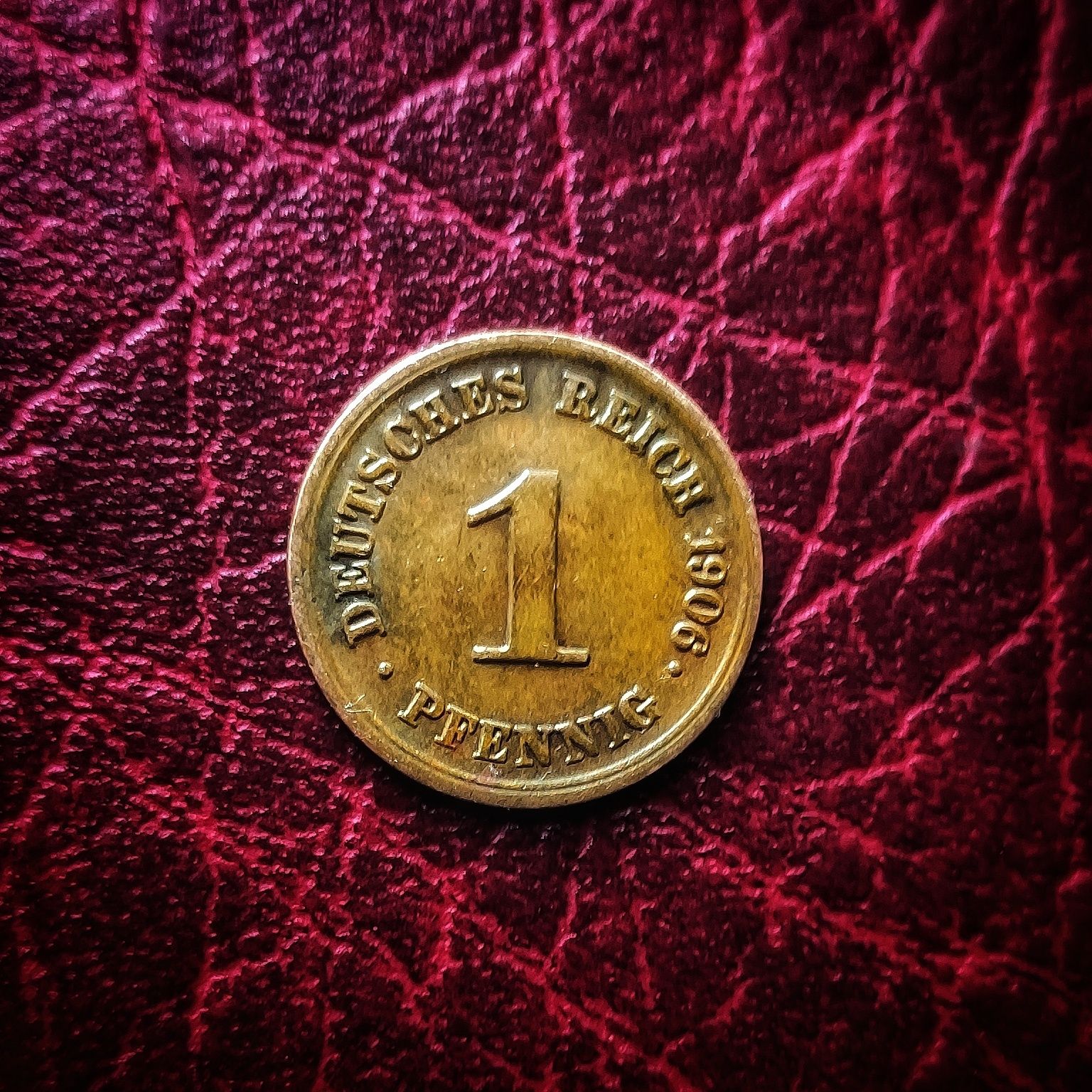1 Pfennig z 1906 roku - Piękna patyna - Niemcy