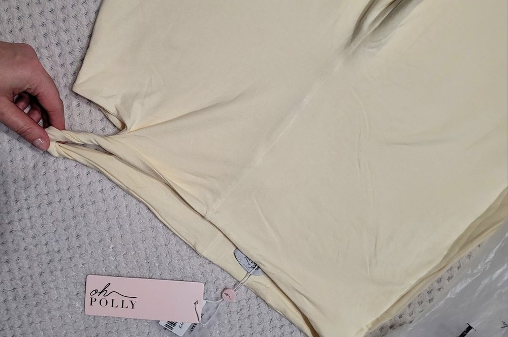 Oh Polly Nowe kremowe spodnie damskie flary kuloty dzwony wysoki stan