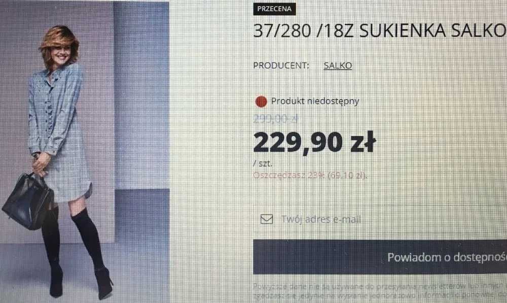 Nowa sukienka Salko R.46 szara w kratkę- śliczna sukieneczka