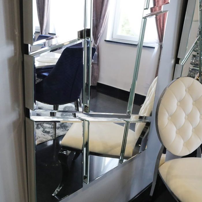 Srebrne lustro glamour prostokątne 60x150 cm
