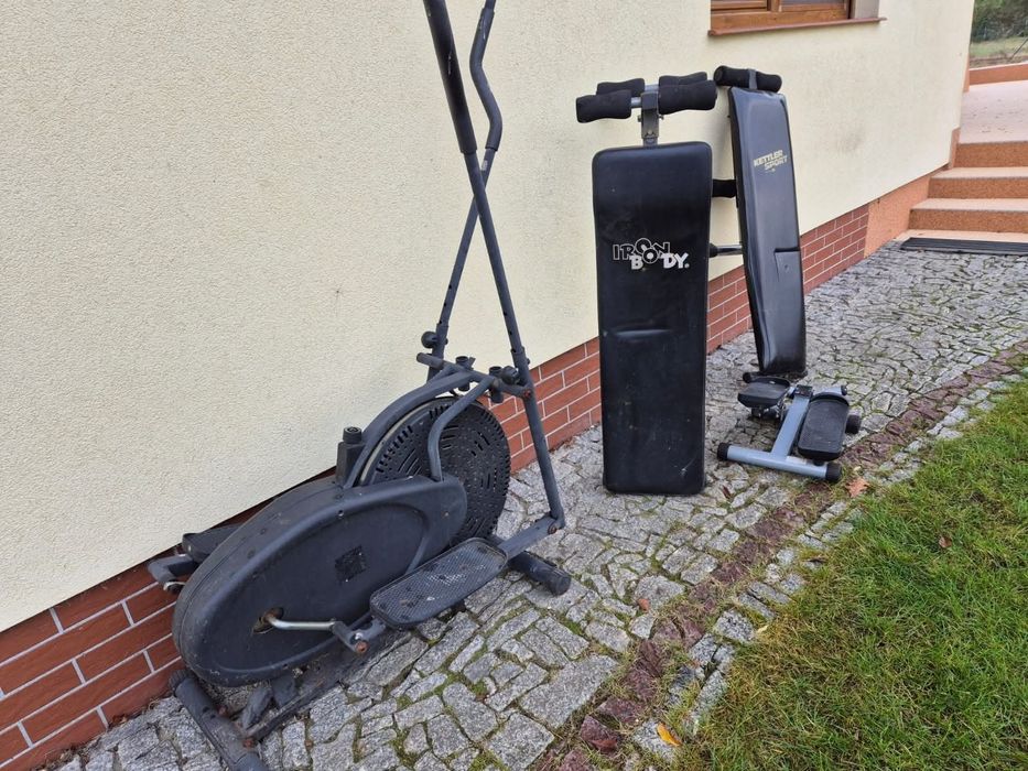 Zestaw mini siłownia rowerek stepper ławeczka