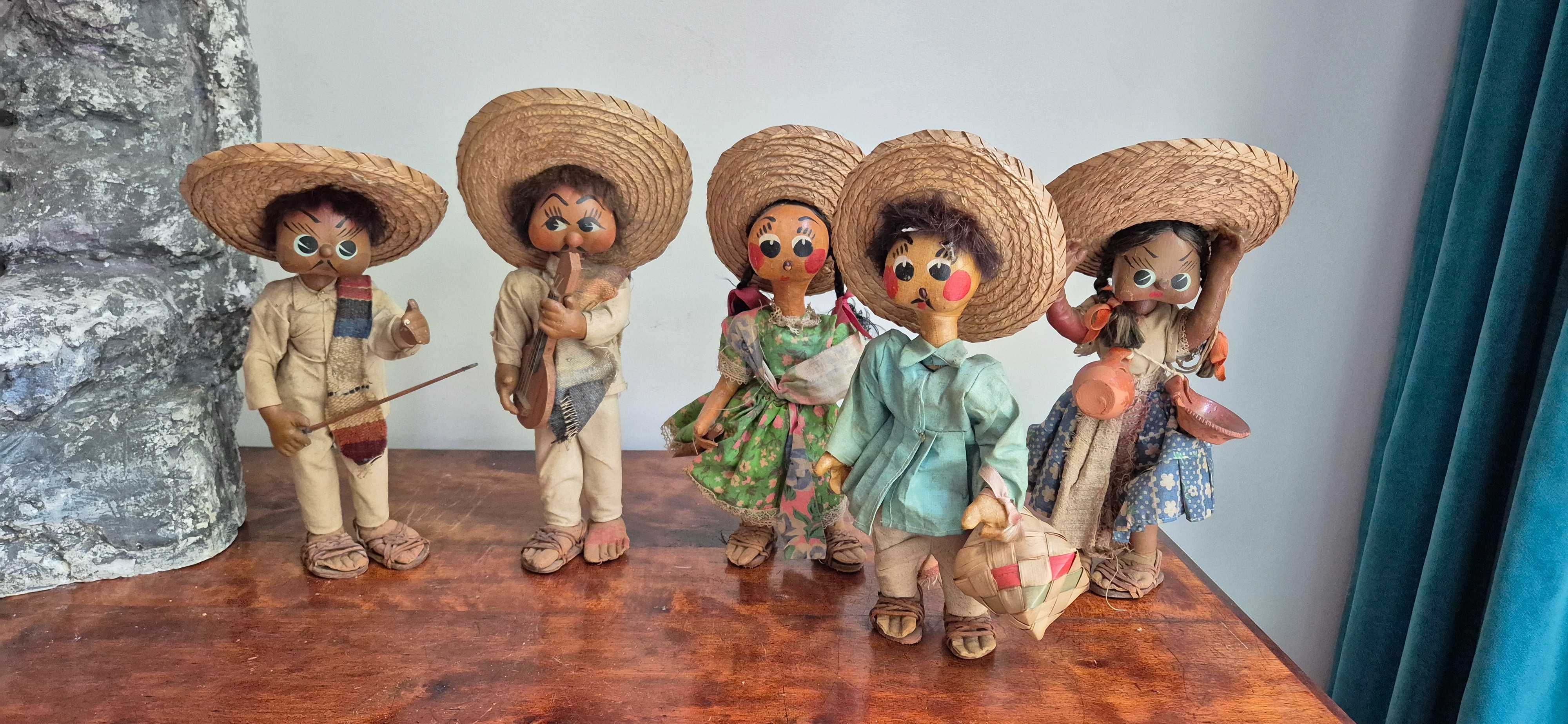 Kolekcjonerskie stare lalki paper mache Meksyk zabytek unikat dekor