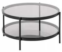 Nowy stolik kawowy z półką Actona okrągły szklany blat 75 cm