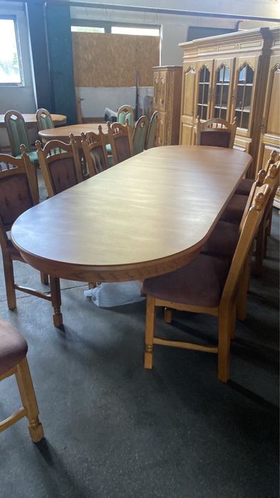 Стіл розкладний з масиву дуба + стільці 10шт