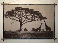 Картина из кофе "Вечернее сафари" эко пейзаж Африка