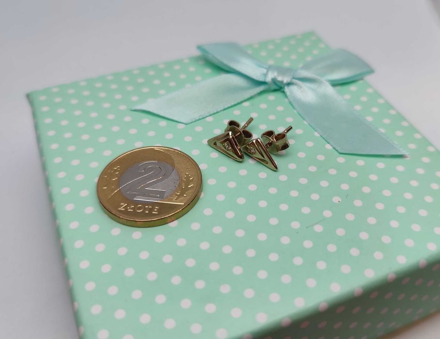 Złote kolczyki zatyczki 1,45g p585 /ST białe złoto, jak nowe