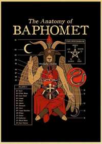 Плакат постер на крафт бумаге алхимия ведьма астрология Бафомет магия