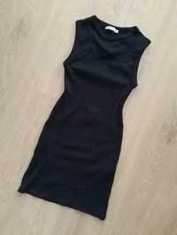 Pull&Bear mała czarna bawełniana prążkowana mini sukienka 34 XS 32 XXS