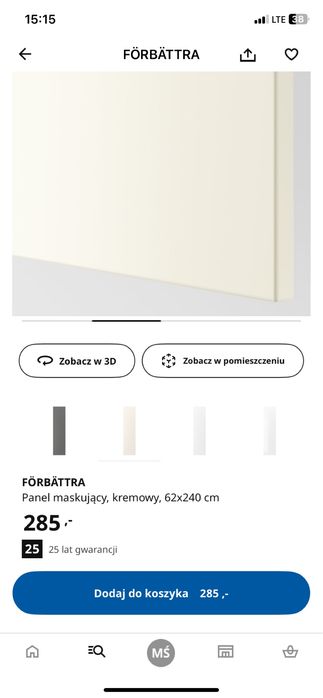 Nowa Blenda do mebli kuchennych Ikea kremowa Forbattra 240x62 cm