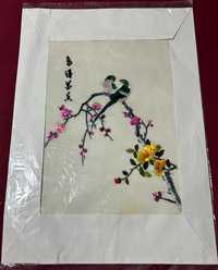 Tela para aplicar em quadros bordada à mão em fio de seda Japonesa