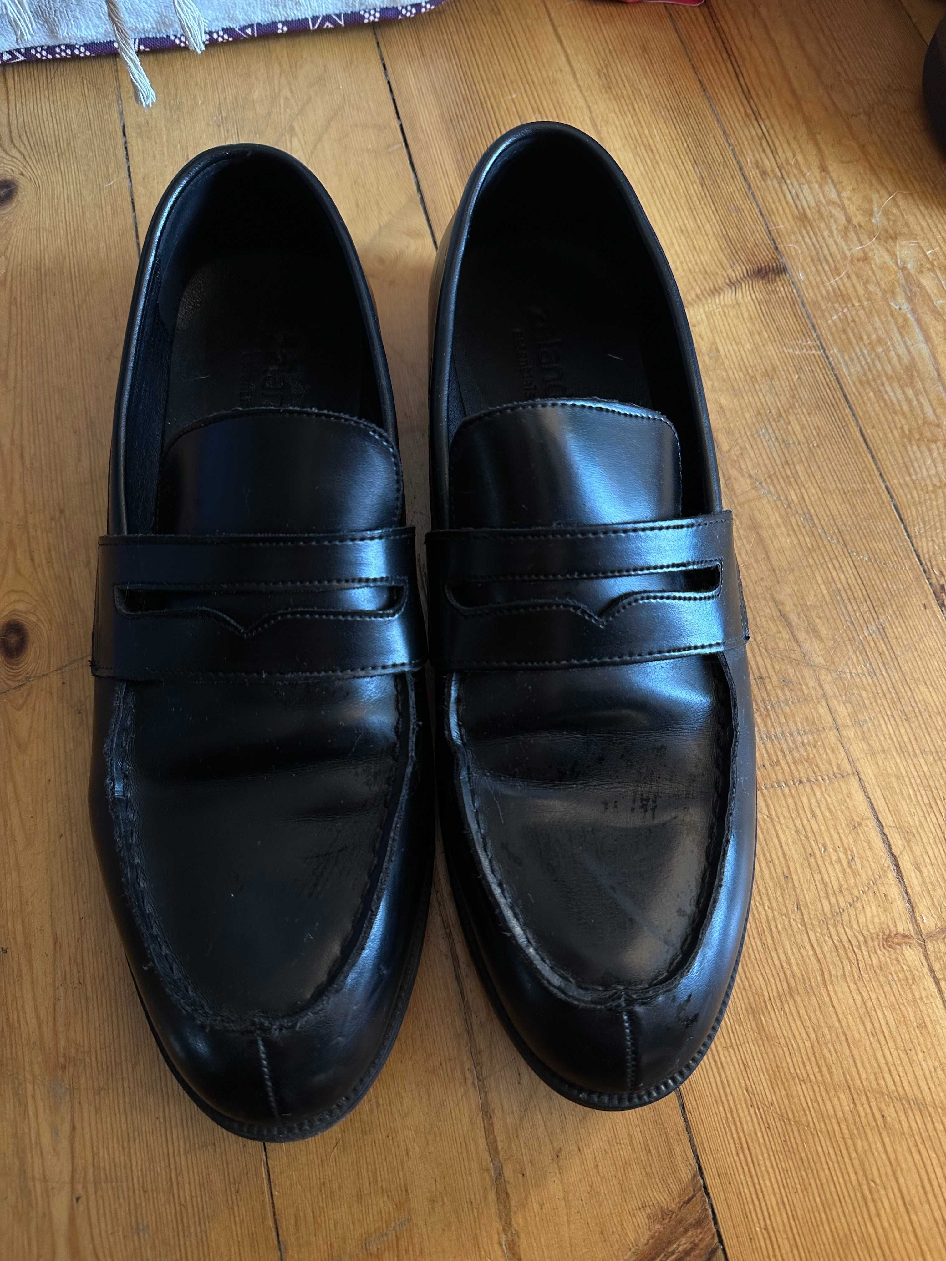 Mokasyny męskie loafersy czarne zalando essentials 42