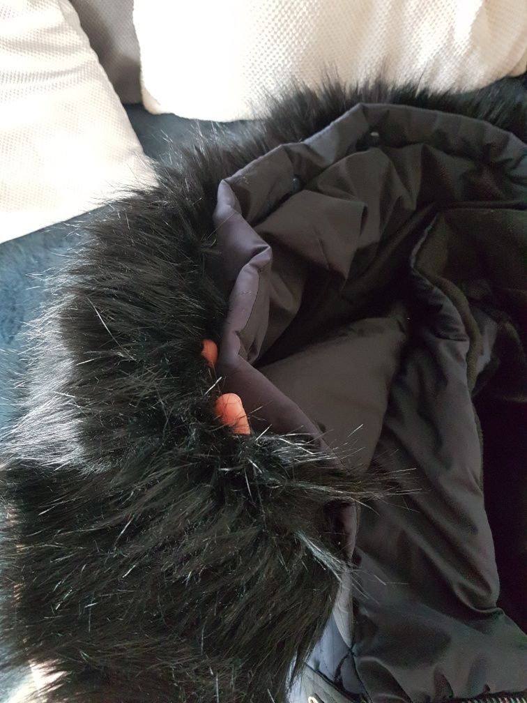 Płaszcz zimowy kurtka Orsay 40 L Damska z kapturem Puch Pióra ciepła