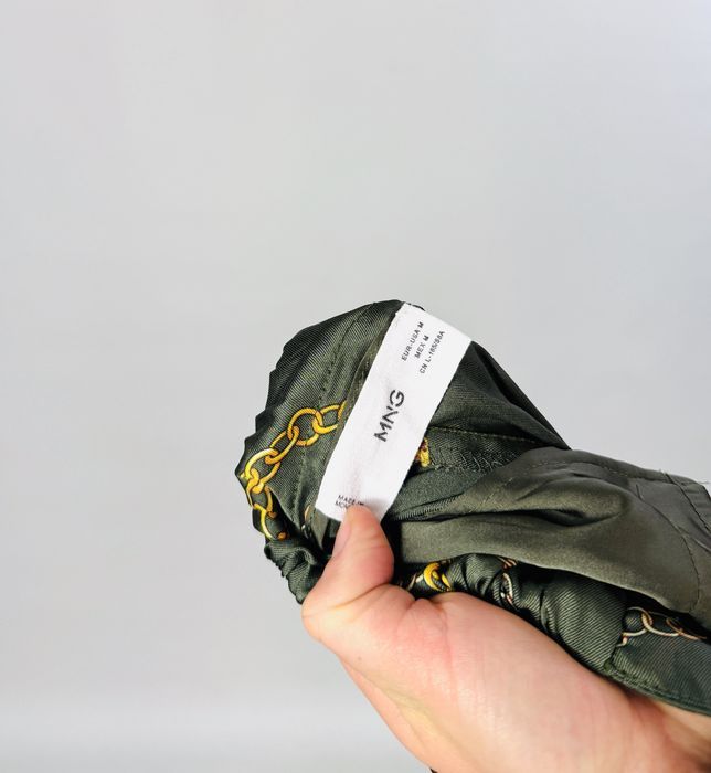 Satynowe spodnie zielone we wzory M 38 Mango