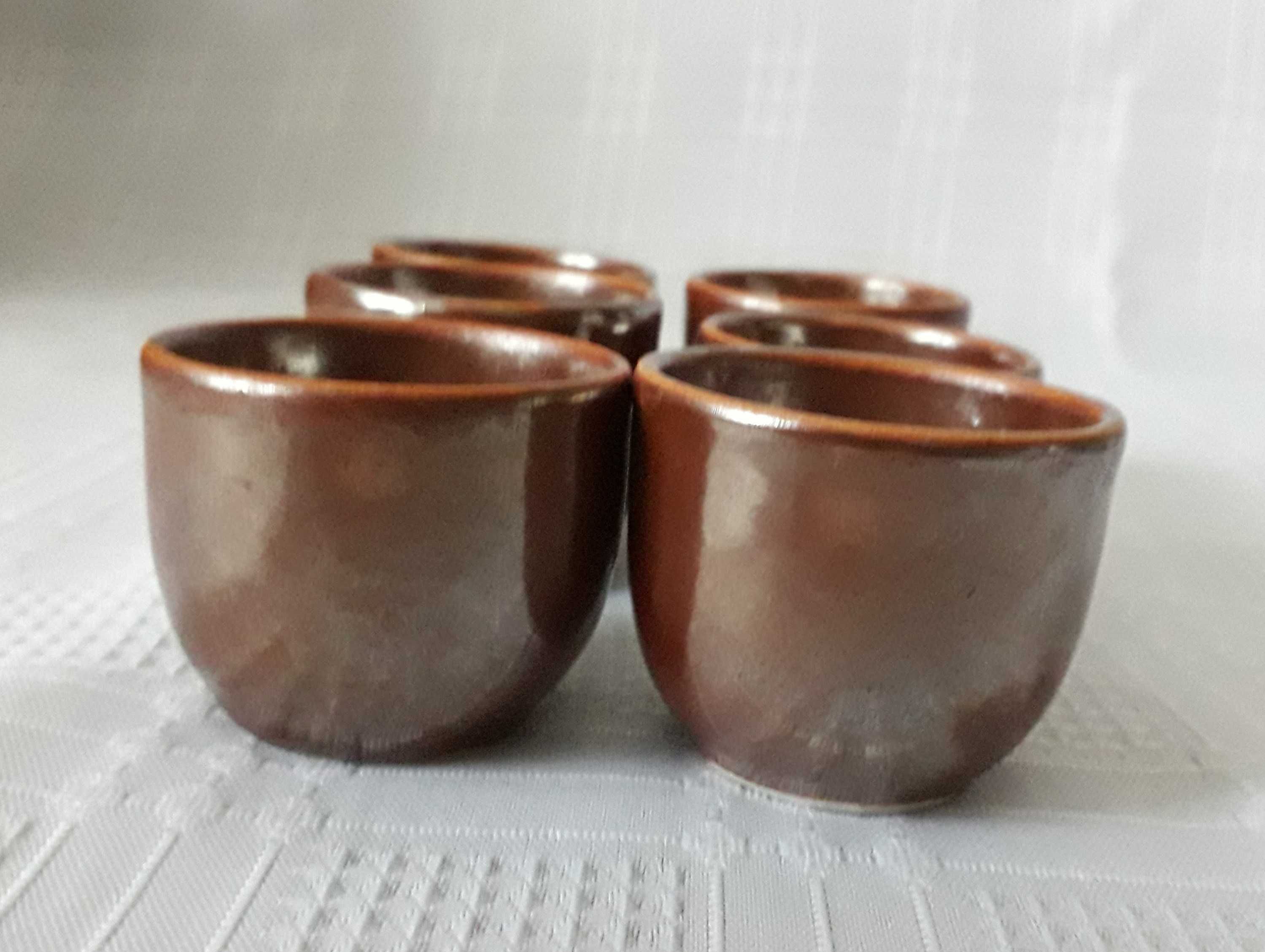 KARAFKA ceramiczna 0.5 l M.K.M. i 6 kieliszków do miodu pitnego PRL
