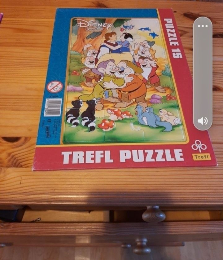 3 x Puzzle 15 elementów Królewna Śnieżka Kaczor Donald Plac zabaw